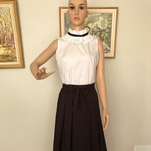 White blouse with pleated collar, L, made in Italy
